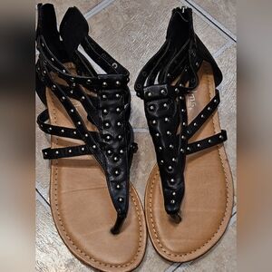 Black Studded Gladiator Sandals for Women